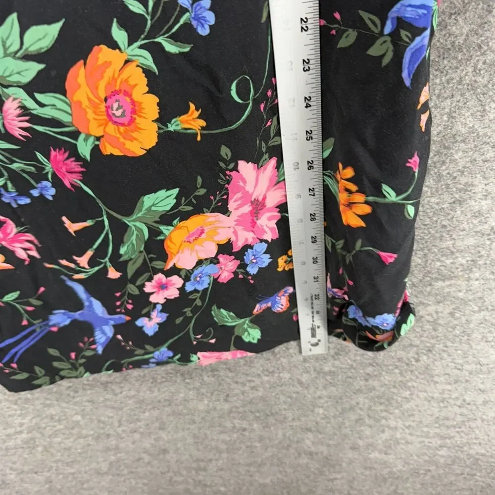 Old Navy Dress Women S Small Black Floral Shift Short Hook & Eye Long Sleeve - Picture 7 of 8